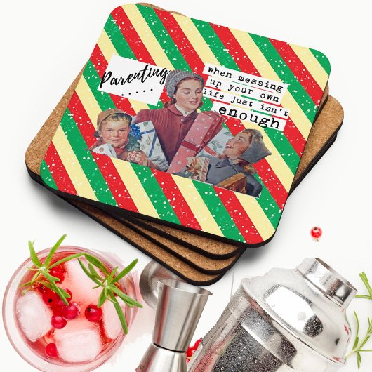 Dessous-de-verre Funny Christmas Coaster Retro Best Friend Parent