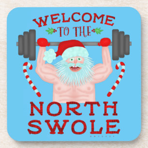 Dessous-de-verre Funny Christmas Santa Claus Swole Weightlifter