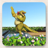 Dessous-de-verre Funny Crocodile Drinking Champagne (Devant)