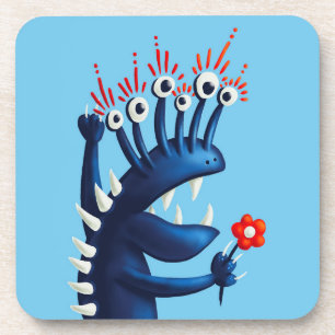 Dessous-de-verre Funny Monster Flower Blue Kids