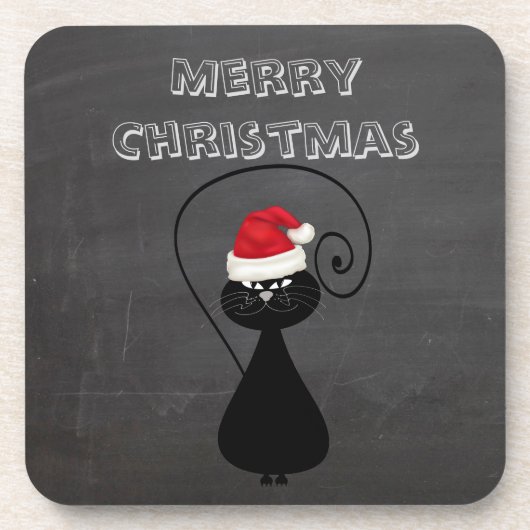 Dessous-de-verre Funny Trendy mignon Père Noël chat tableau de Noël (Devant)