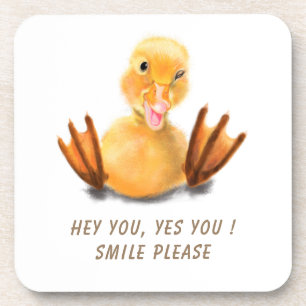 Dessous-de-verre Funny Yellow Duck Playful Wink Happy Smile Coaster