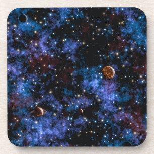 Dessous-de-verre Galaxies colorées, étoiles et planètes la nuit