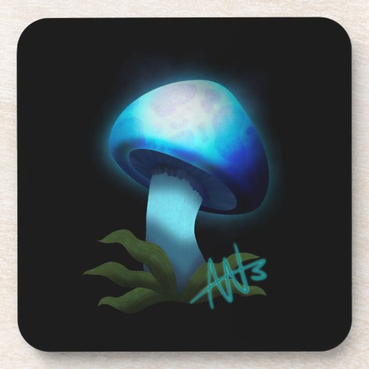 Dessous-de-verre Galaxy Shiitake brillant bleu clair champignons (Devant)