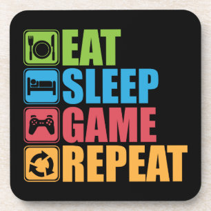Dessous-de-verre Gaming - Eat, Sleep, Game, Repeat - Gamer, Funny