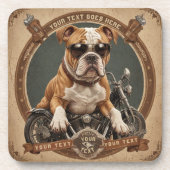 Dessous-de-verre Garde le chien moto avec votre texte édité (Devant)