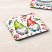 Dessous-de-verre Garden Gnomes with Tropical Parrots  (Côté gauche)