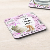 Dessous-de-verre Gâteau mariage, Ruban Rose (Côté gauche)