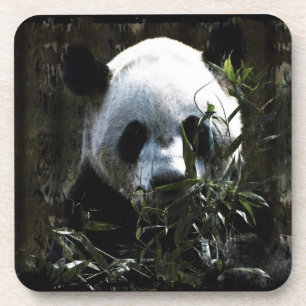 Dessous-de-verre Géant Panda Mignon avec des feuilles de bambou sav