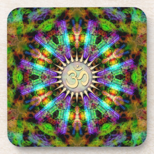 Dessous-de-verre Gem Mandala Golden Aum Art Spirituel : Ensemble de