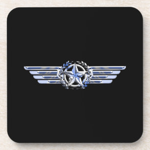 Dessous-de-verre Général Air Pilot Chrome Comme Star Wings Black