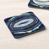 Dessous-de-verre Géode bleu foncé et Art numérique or (Côté gauche)