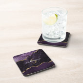 Dessous-de-verre Géode d'agate violette Monogram Gold (Côté Droit)