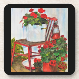 Dessous-de-verre Géraniums, Fleurs, Set de Sous-Tasses