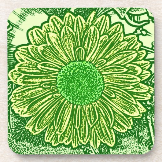 Dessous-de-verre Gerbera Daisy Block Imprimer - vert citron (Devant)