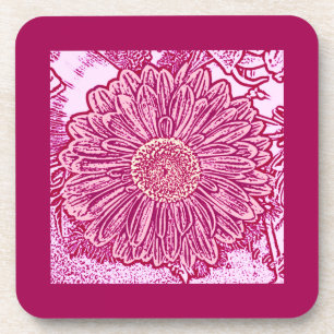 Dessous-de-verre Gerbera Daisy Block Print - nuances roses