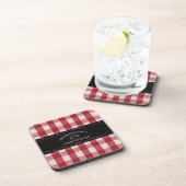 Dessous-de-verre Gingham Rouge Campagnard Rustique Tableau Noir (Côté Droit)