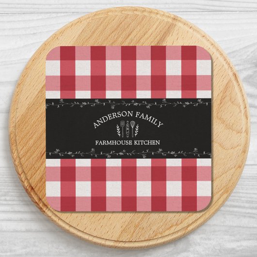 Dessous-de-verre Gingham Rouge Campagnard Rustique Tableau Noir