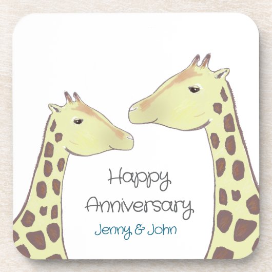 Dessous-de-verre Giraffe Couple Wedding Anniversary (Devant)
