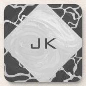 Dessous-de-verre Giraffe Monogramme noir et gris clair (Devant)