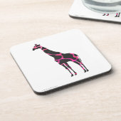 Dessous-de-verre Giraffe Rose chaud et Silhouette noire (Côté gauche)