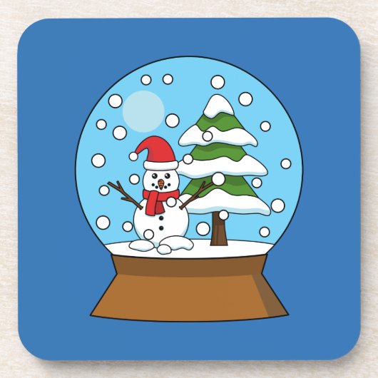 Dessous-de-verre Globe de neige avec Snowman et Pine Tree (Devant)