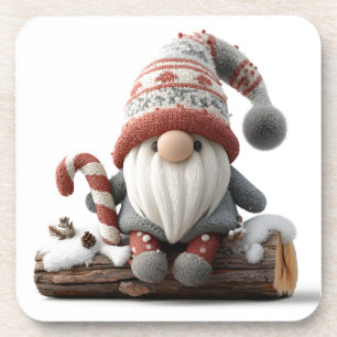 Dessous-de-verre Gnome de Noël mignonne avec un Sucre de canne sur