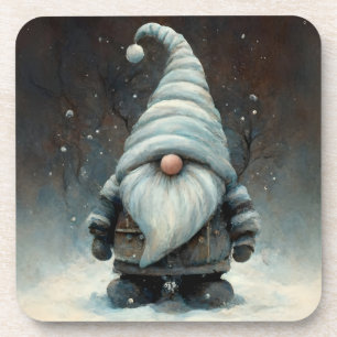 Dessous-de-verre Gnome d'hiver dans une forêt de neige