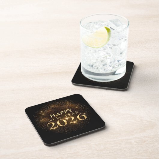 Dessous-de-verre gold confetti happy new year Hard plastic coaster (Côté Droit)