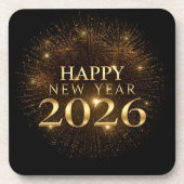 Dessous-de-verre gold confetti happy new year Hard plastic coaster (Devant)
