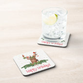 Dessous-de-verre Gold Fleck Noël Cerf Joyeux vacances (Côté Droit)