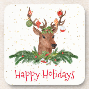 Dessous-de-verre Gold Fleck Noël Deer Joyeuses Fêtes