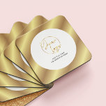 Dessous-de-verre Gold Logo Modern Business Marketing Cadeau d'entre<br><div class="desc">Créez des capuchons de boisson personnalisés avec ce Dessous de verre de logo d'entreprise White & Gold Business. Doté d'une conception en faux or moderne avec votre logo au centre et texte personnalisé. Parfait pour promouvoir votre entreprise et utiliser comme cadeau d'entreprise aux clients, pour des événements ou dans votre...</div>