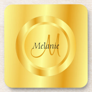 Dessous-de-verre Gold Look Moderne Monogramme Élégant Modèle tendan