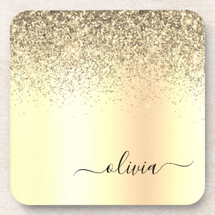 Dessous-de-verre Gold Parties scintillant Girly Luxe Moderne Monogr
