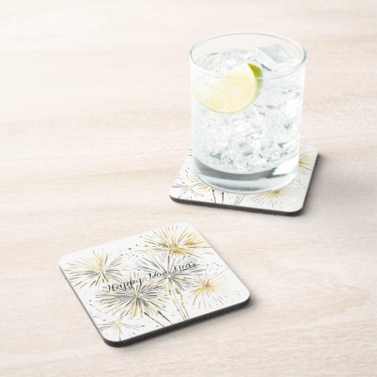 Dessous-de-verre Gold Silver Fireworks New Year's Eve or Day (Côté Droit)