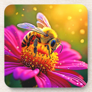 Dessous-de-verre Golden Bee Flower Magic Design
