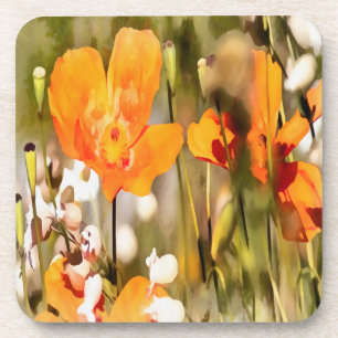 Dessous-de-verre Golden Orange California Pavot Acrylique Peinture