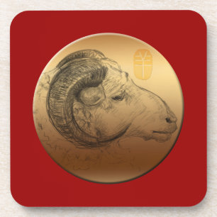 Dessous-de-verre Golden Ram Année Astrologie chinoise Zodiac Dessou