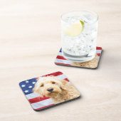 Dessous-de-verre Goldendoodle avec drapeau américain (Côté Droit)