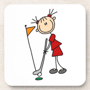 Dessous-de-verre Golfeuse en bonhomme allumette féminin