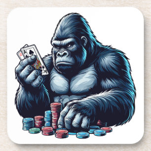 Dessous-de-verre gorilla singe jouer aux cartes poker casino