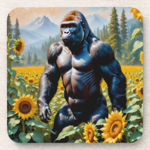 Dessous-de-verre Gorille Ape Dans Un Champ De Tournesol