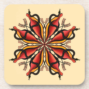 Dessous-de-verre Goth Snakes Flower Tattoo Style