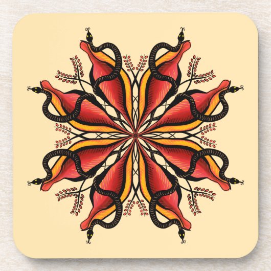 Dessous-de-verre Goth Snakes Flower Tattoo Style (Devant)