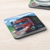 Dessous-de-verre Grand camion rouge de cargaison pour des (Côté gauche)