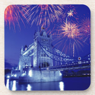 Dessous-de-verre Grande-Bretagne, Londres. Feux d'artifice au-dessu