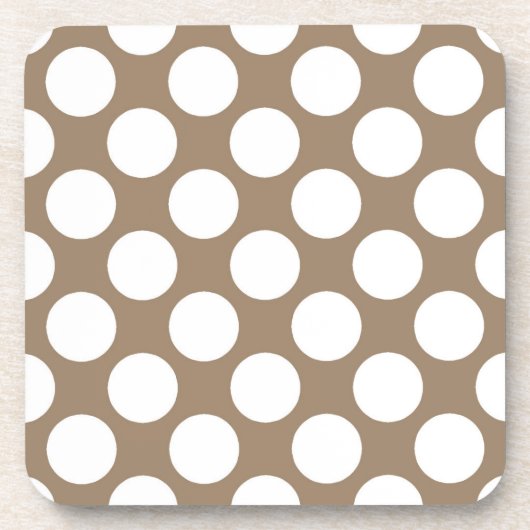 Dessous-de-verre Grands points rétro - blanc et taupe (Devant)