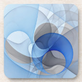 Dessous-de-verre Graphique d'art fractal gris bleu Abstrait moderne (Devant)