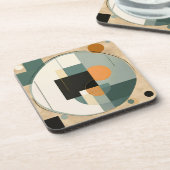 Dessous-de-verre Gras rétro : Cercles et rectangles Abstraits (Côté gauche)